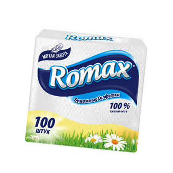 Салфетки бумажные Ромакс 100шт.