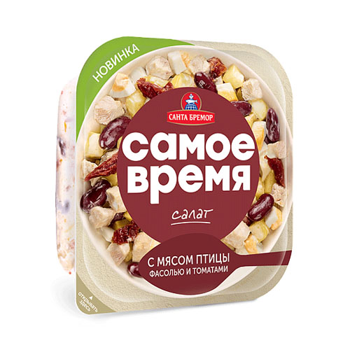 Салат с мясом птицы и фасолью и томатом 150 гр