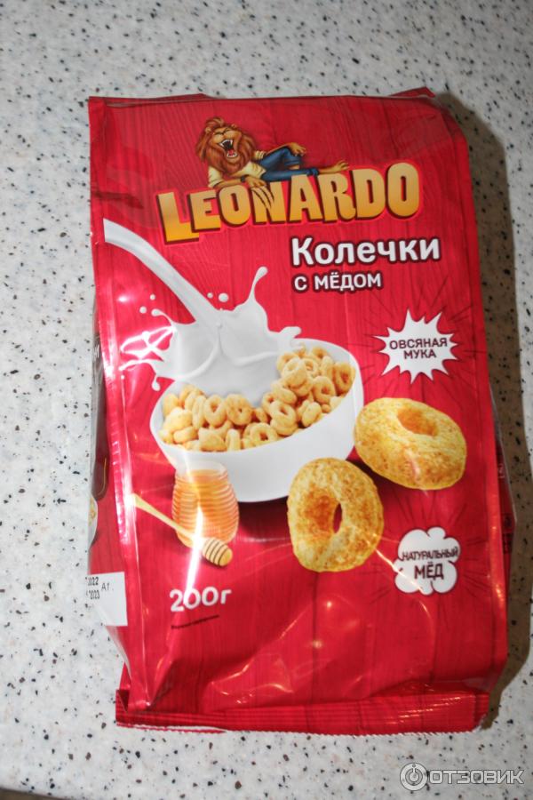Готовые завтраки  Leopardo овсяные колечки с медом 400 гр