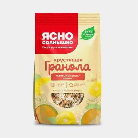Гранола хрустящая "Ясно солнышко" манго,ананас и кешью 250 гр