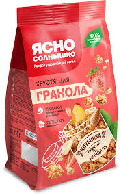 Гранола "ясно солнышко" клубника,персик,миндаль 250 гр